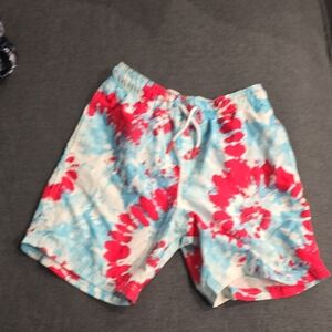 Cat & Jack Red and Blue Tie-Dye Kids Swim Trunks